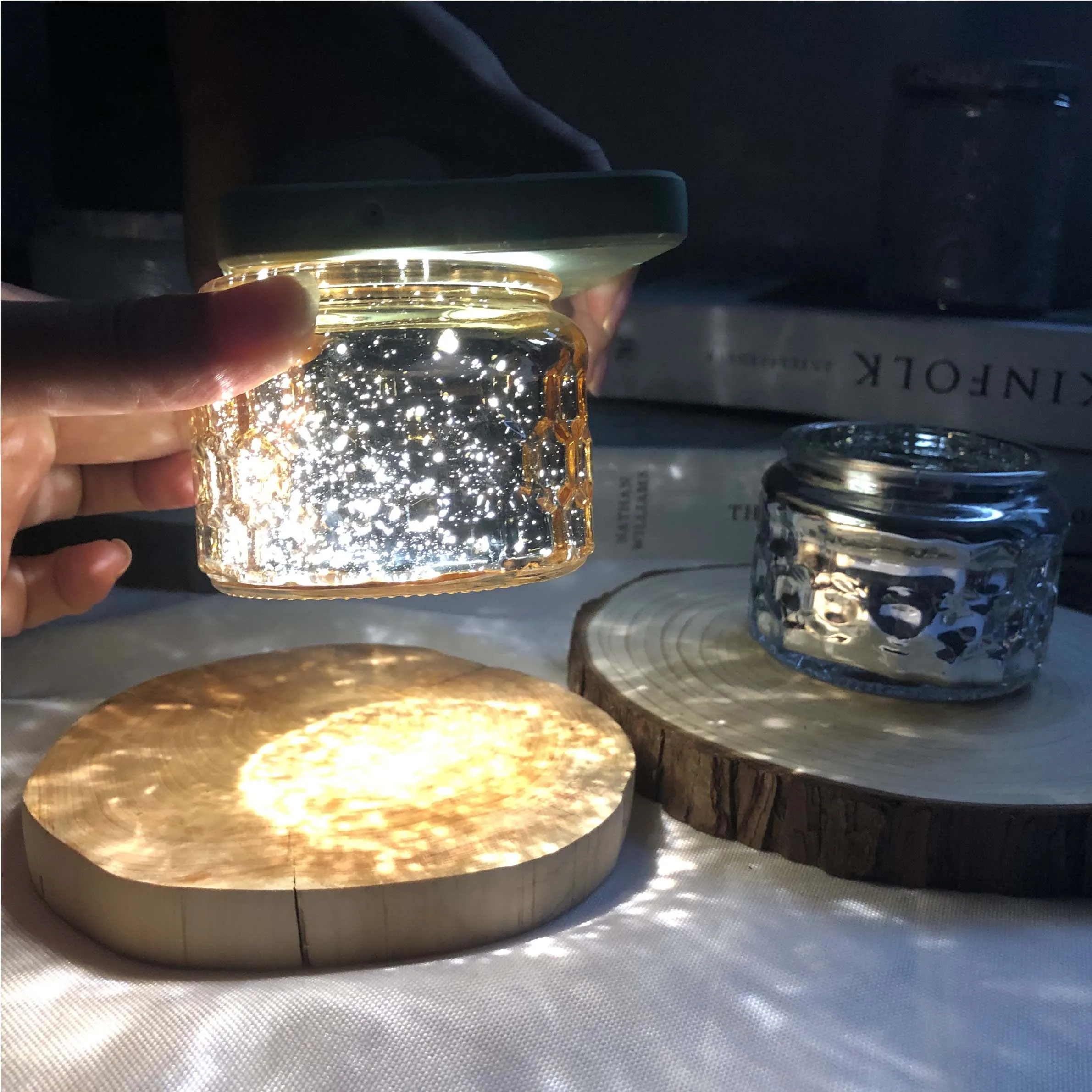 Wholesale Embossed Luxury Tinted Candle Holder Container 4oz Emptying Black Glass Candle Jar With Lid For Making Candles In Bulk