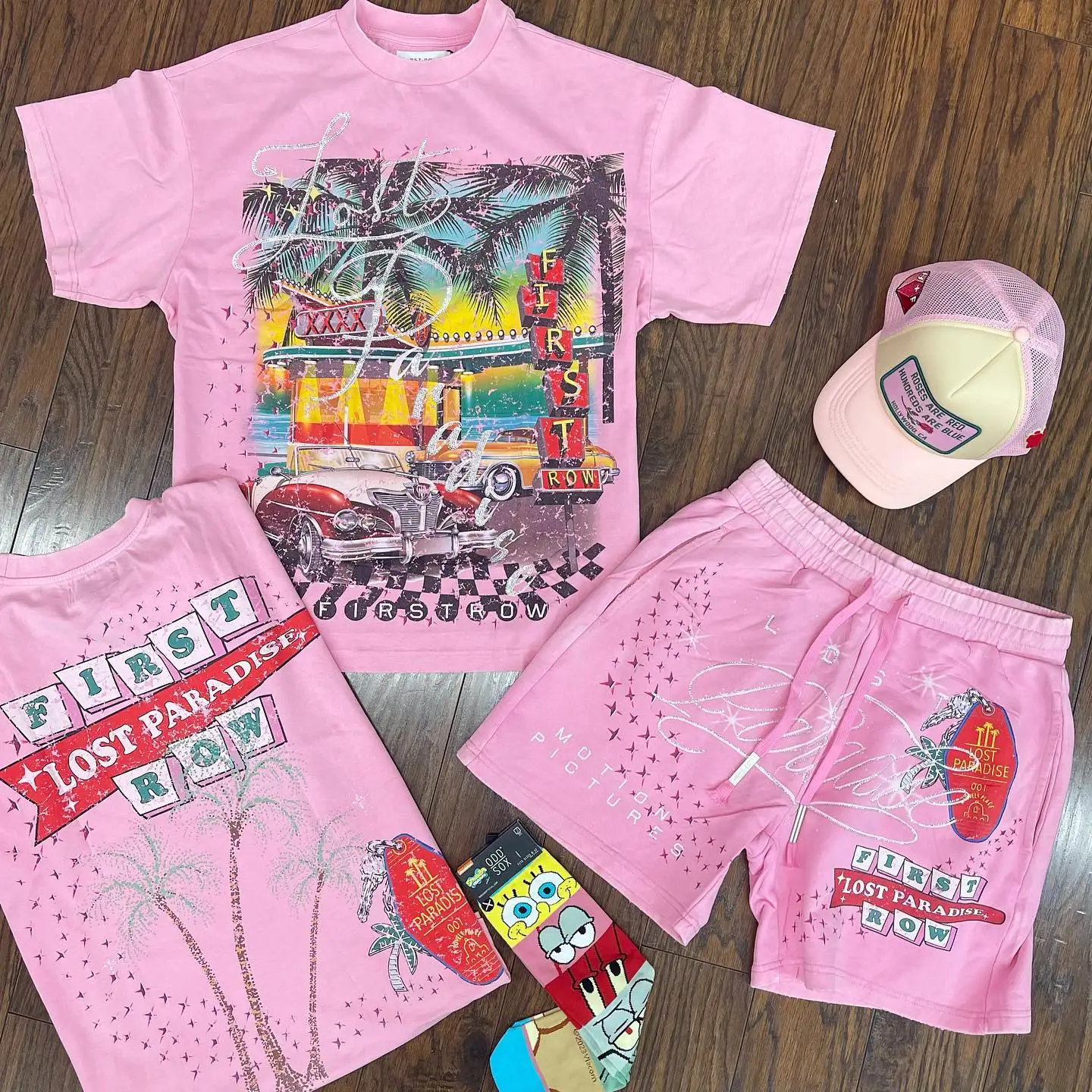 DCY 2024 New Products Smiling Expression 2 Piece Short Sleeve Shorts Set,Custom Men Short Sets Two Piece