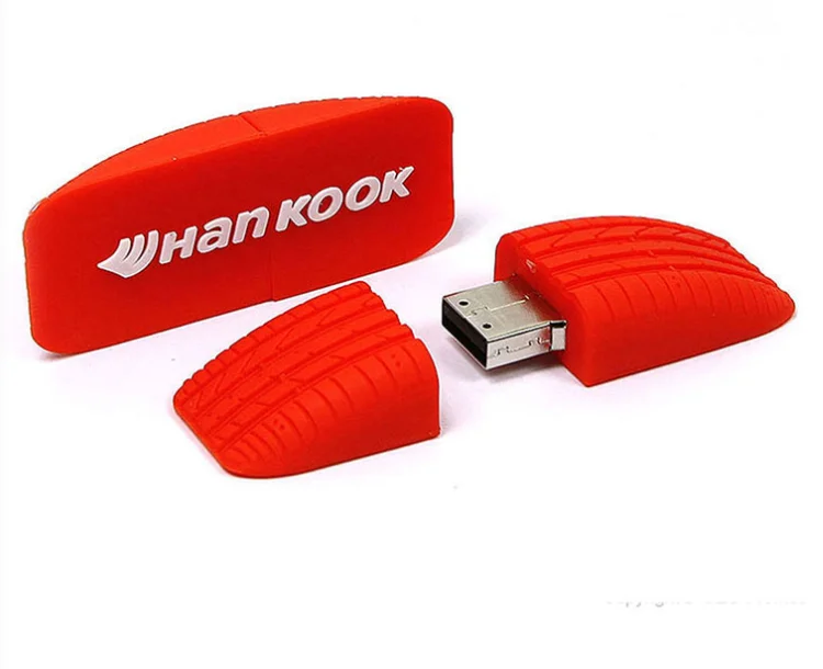 soft PVC rubber silicone car Tire shape deboss emboss engrave 2D 3D shape  USB flash drive keychain keyring gift