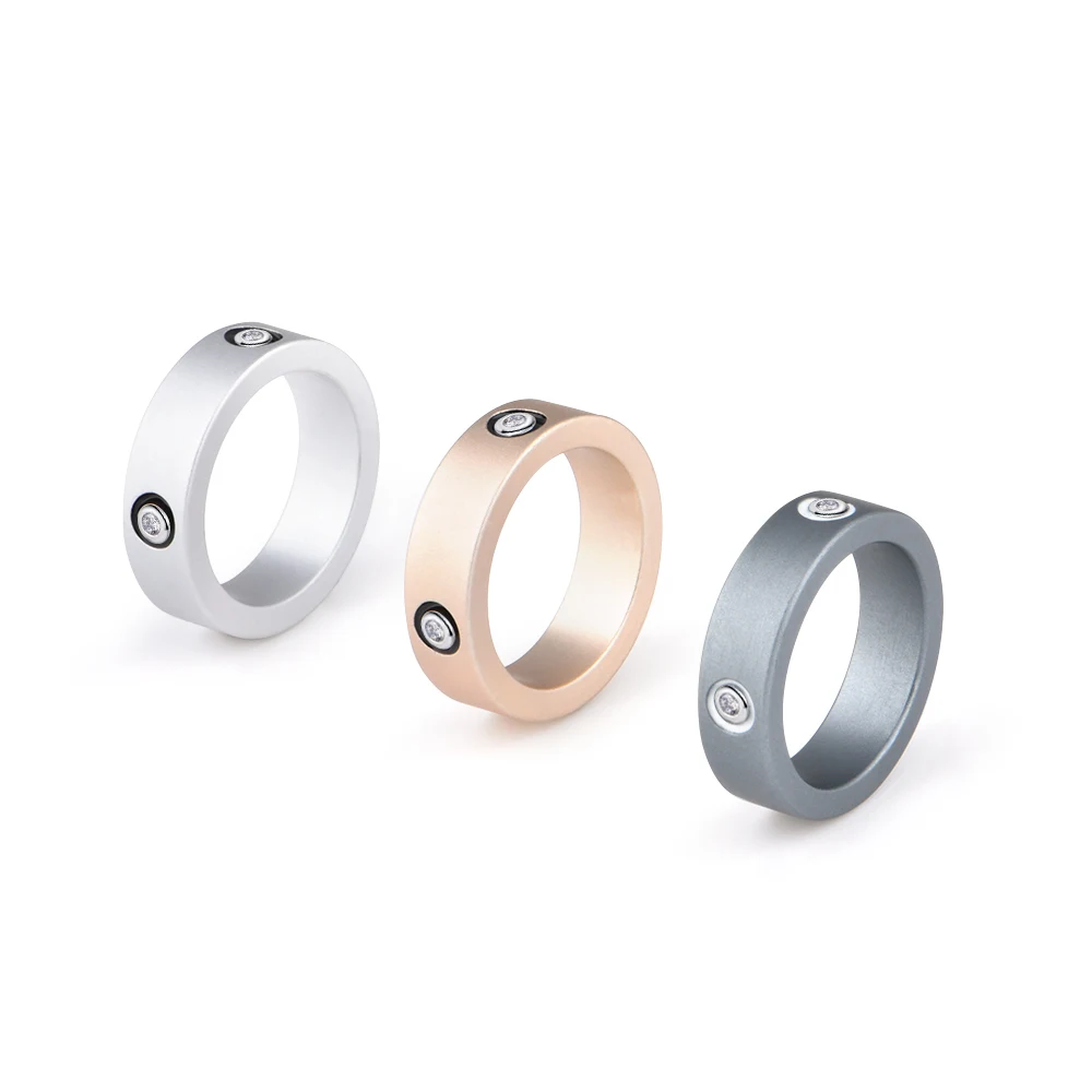 CC Jewelry Customized Newest Design Rose Gold Plated Aluminum Rings Zircon Designs For Women Wedding Jewelry