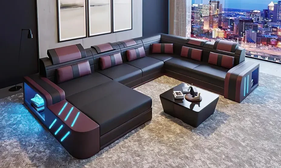 Living room furniture grey couch modern corner sofa cheap blue fabric furniture cozy sofas creative furniture for living room