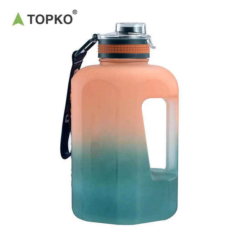 TOPKO Fitness Sports Water Bottle Big Capacity 2.2L Water Jug Outdoor Handgrip Gym Water Bottle With Lid