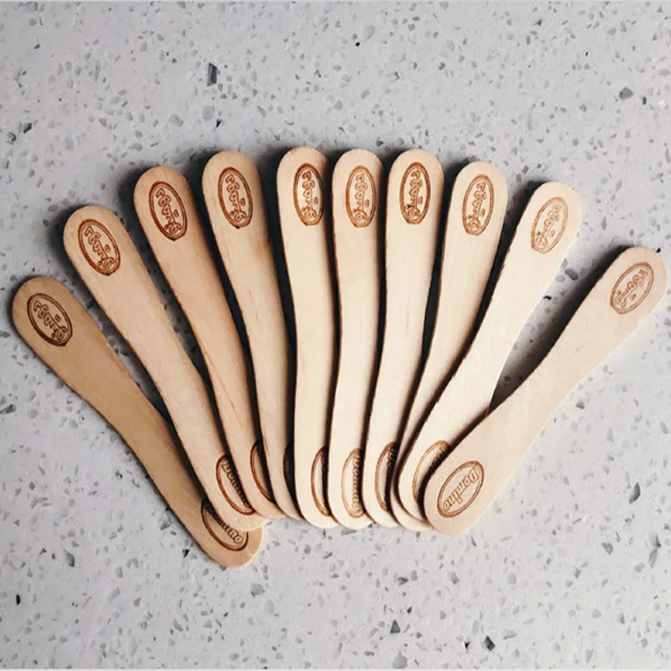 Одноразовая ложка для мороженого из березы с логотипом на заказ