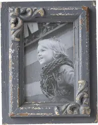 Hot Sale Rustic Handmade Wood Carved Shabby Chic Photo Frame 6 Inch Distressed Grey Wooden Picture Frames
