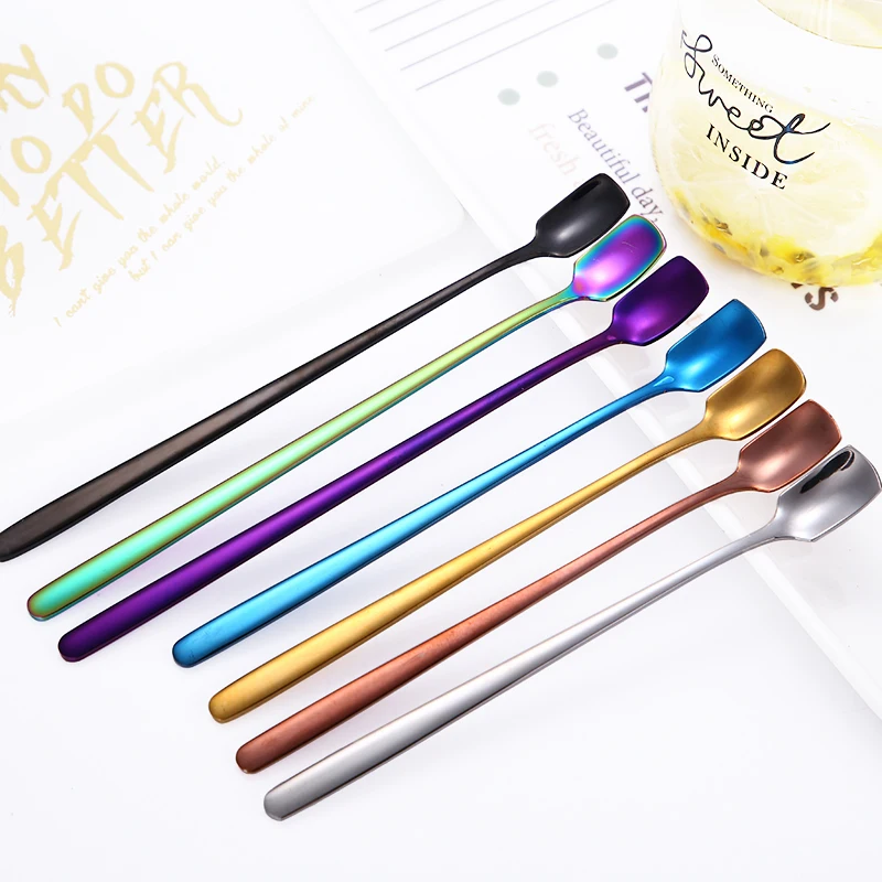 15CM Stainless Steel Coffee Spoon Small Customised Spoon With Logo Short Handle Color Spoons