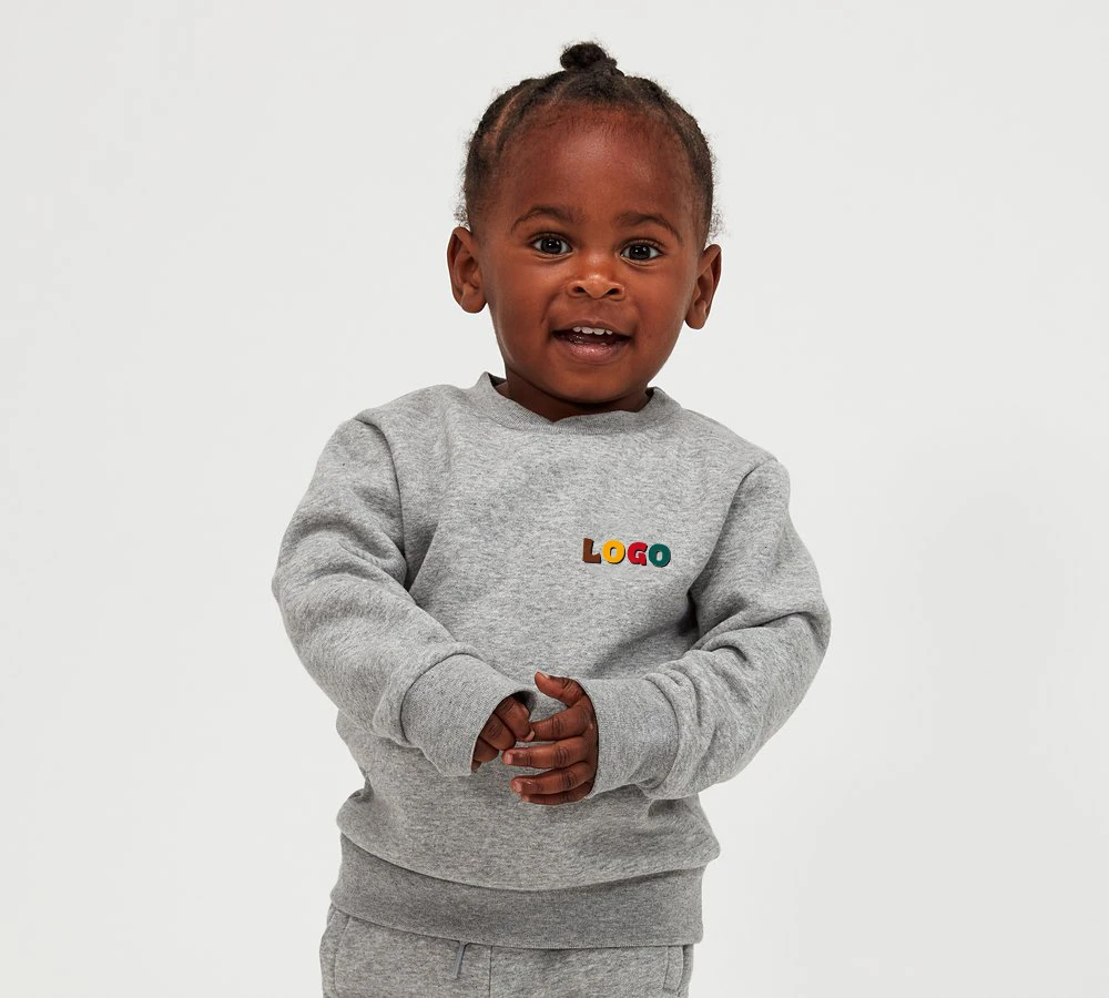 OEM Fashion Custom Logo Joggers Set Wholesale Girls Track Suit Kids Crew Neck Plain Tracksuit