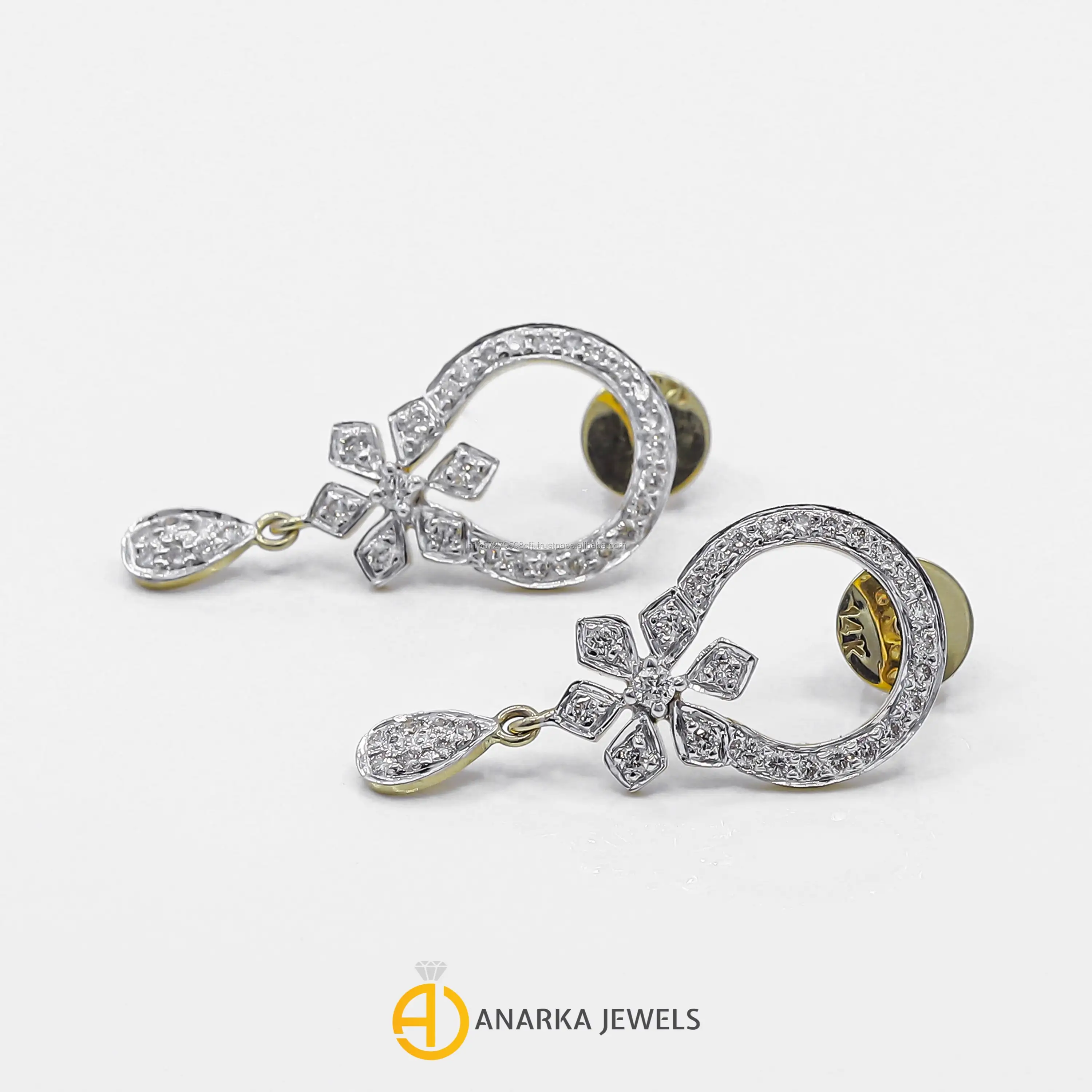 
Handmade 14K Yellow Gold Chandelier Style Diamond Earrings For Women AVT-075 