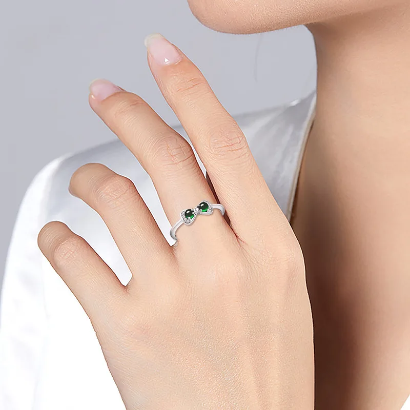 Женское кольцо-бабочка из натурального жадеита