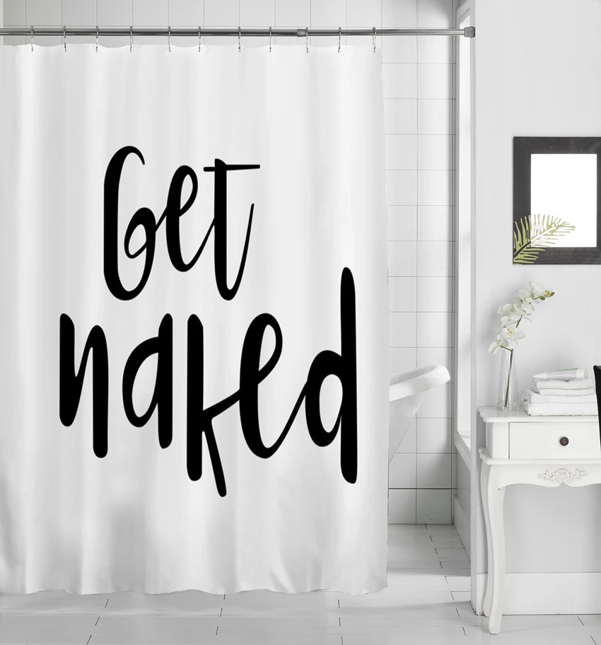 2022 New Custom Printed Shower Curtain Set 4 pieces Get Naked Shower Curtain Sets with Rugs
