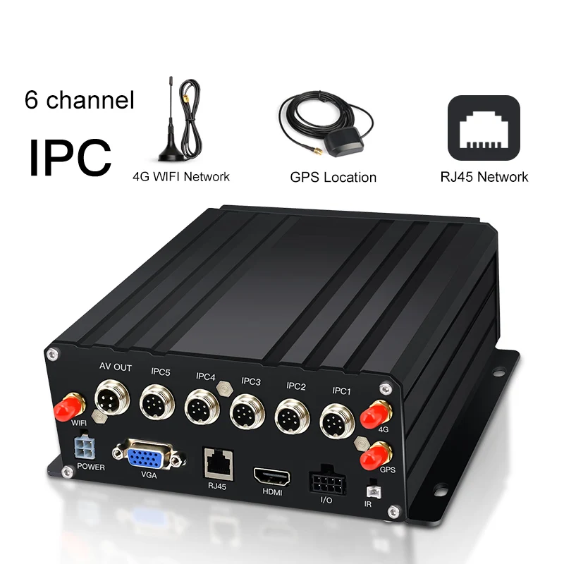 CCT 6-Channel Vehicle NVR Recorder IPC high-definition 1080P Car Camera Kit supporting 4G dual SD card HDD Mobile NVR System