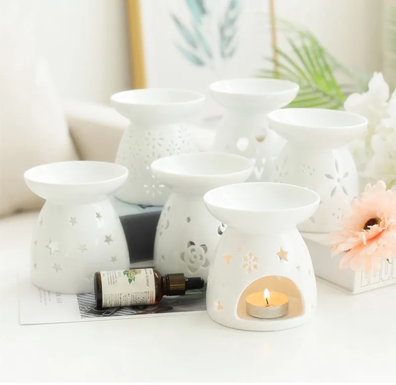 Wholesale White Wax Melt candle burner aromatherapy stove Aroma Incense Custom Ceramic Essential Oil Burner