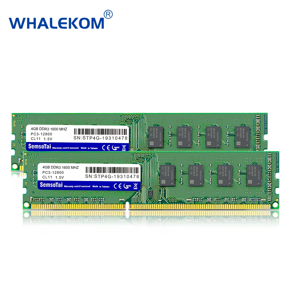 
WHALEKOM STP4G 1600 Manufacture In China PC Parts Desktop 1600MHZ 4GB DDR3 Memoria Ram 