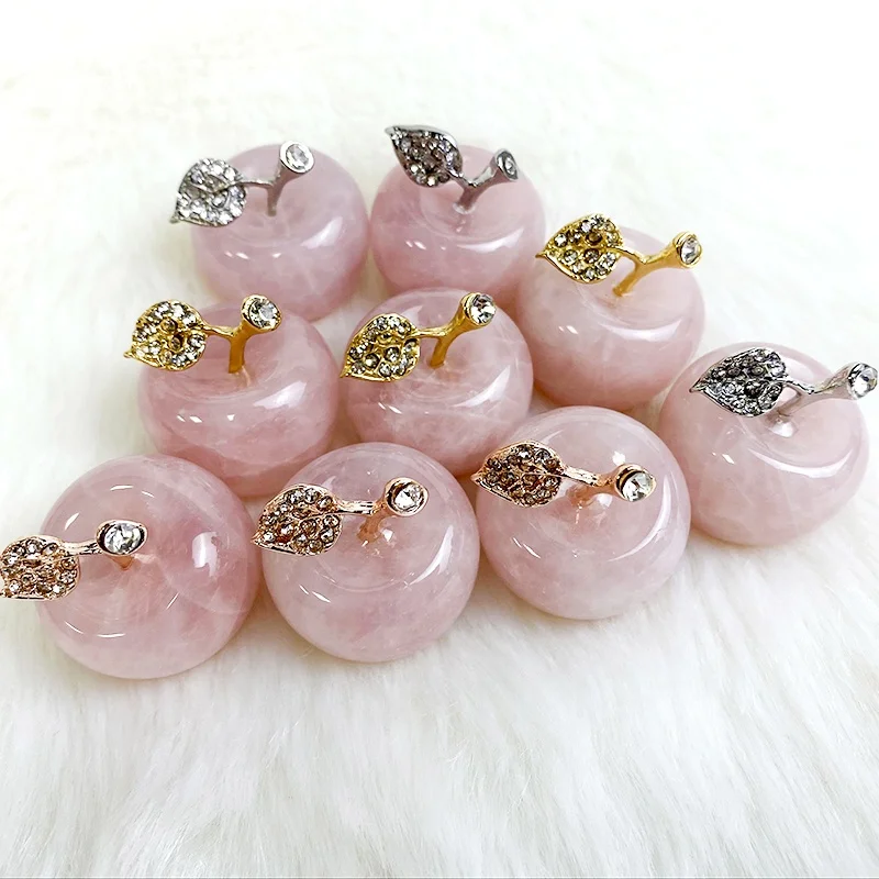 Home wedding christmas decoration  crystal  small red apple crystal  pink rose quartz jade apple