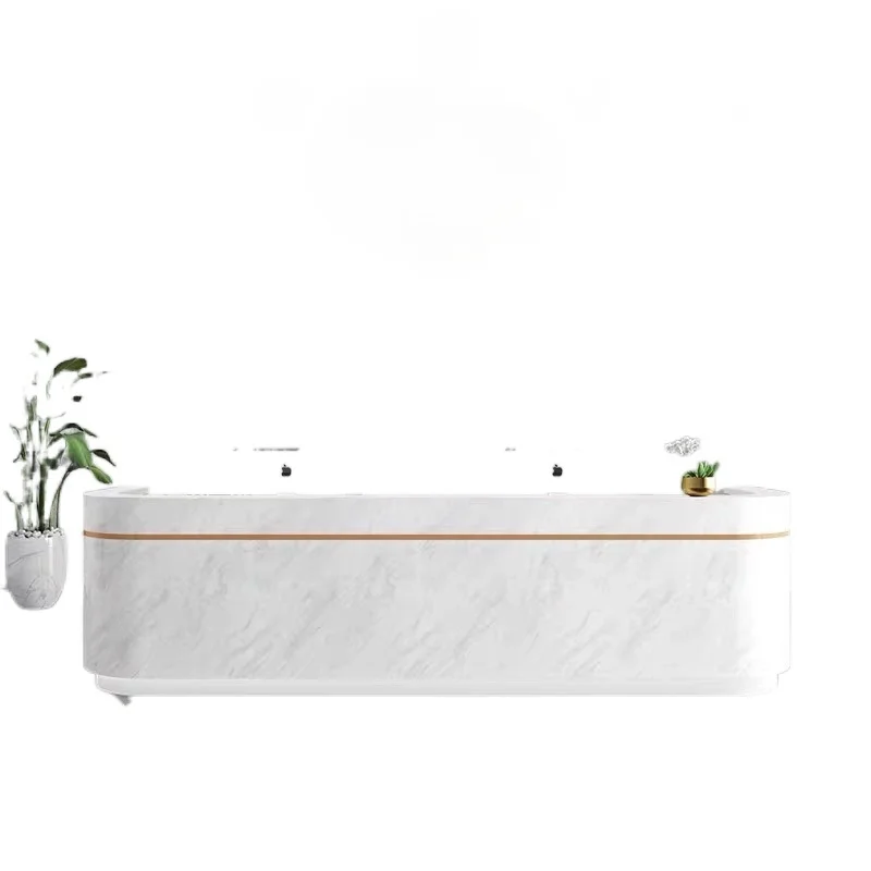 Reception Desk Company Paint Arc Bar Imitation Marble Front Desk Simple Modern Cashier Desk