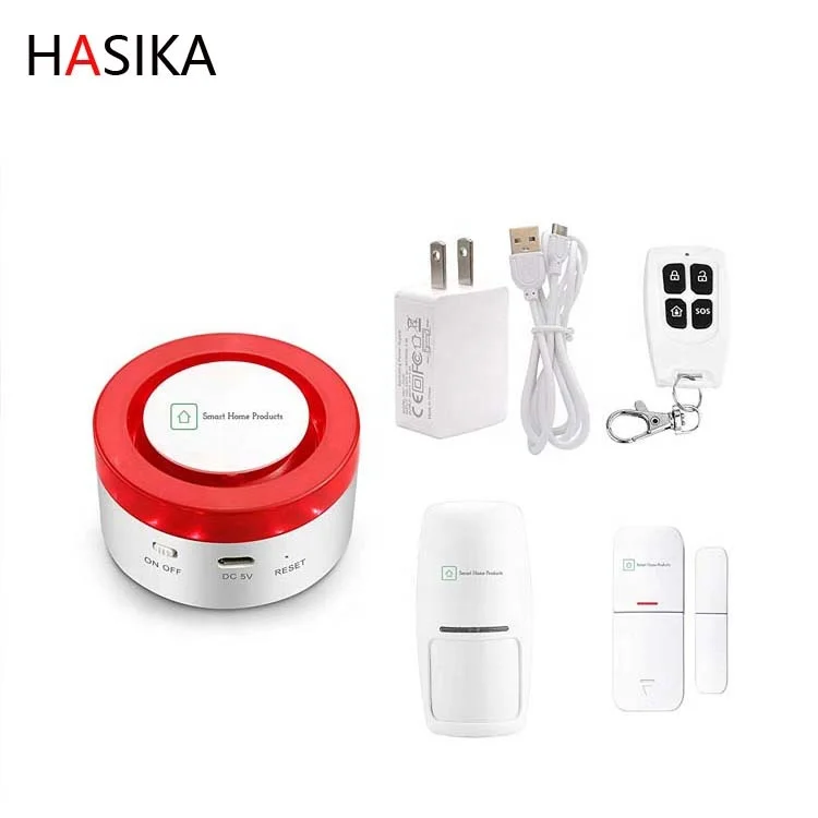 Базовый комплект домашней системы безопасности WiFi, сигнализация, датчик двери, PIR-датчик, пульт дистанционного управления tuy