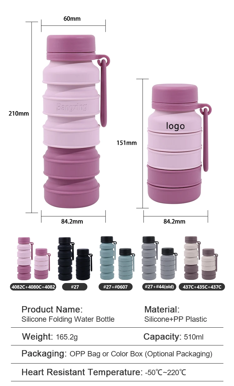 Portable Foldable Silicone Gym Sports Collapsible Travel Water Bottle Oem Fold Silicone Outdoor Drink Squeeze Gym Water Bottles