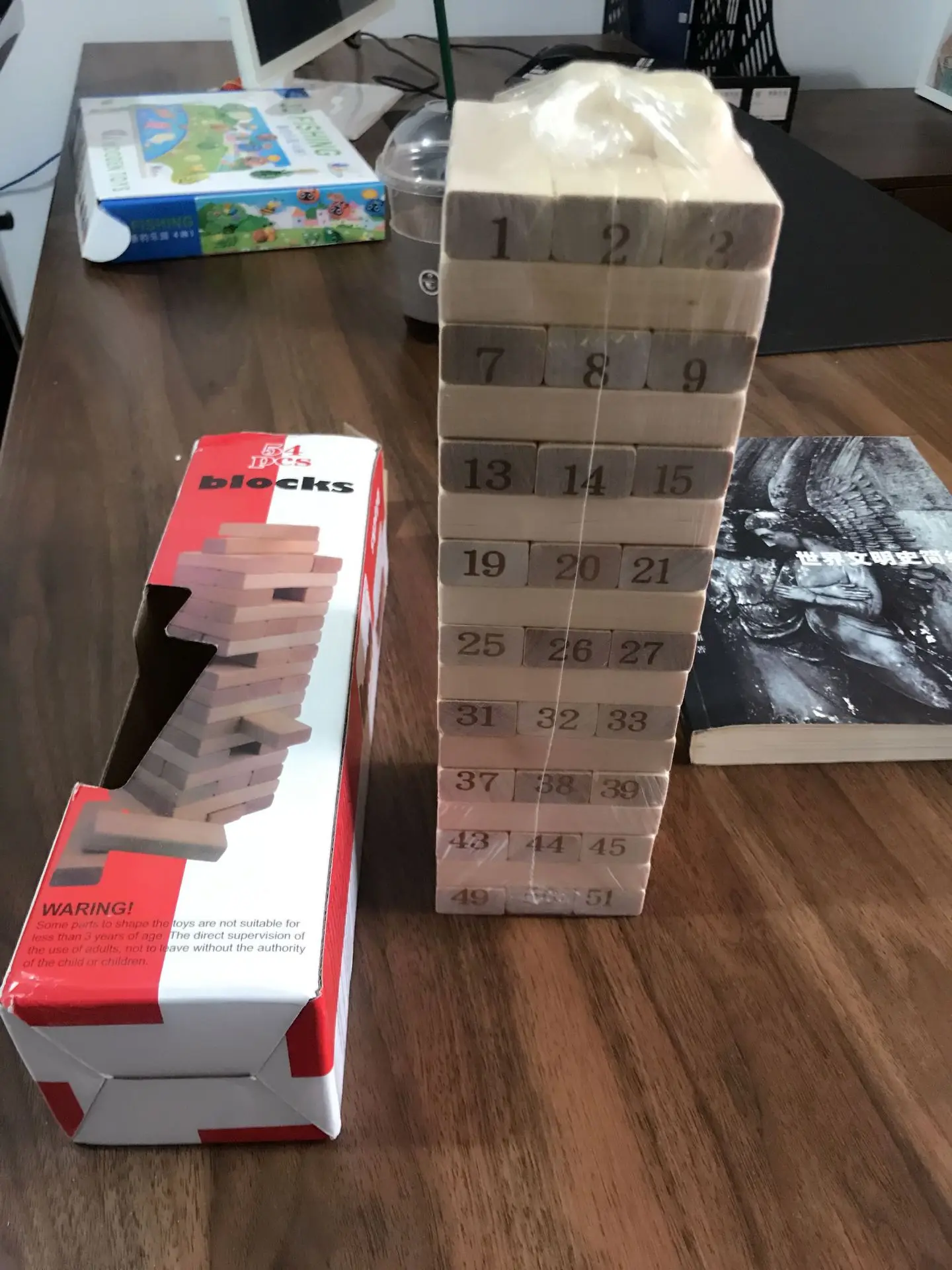 Size Block Game Stacking Blocks Blank Tower Board Games Children Building Blocks Set Educational Toys Custom Wood 50 Unisex YINA