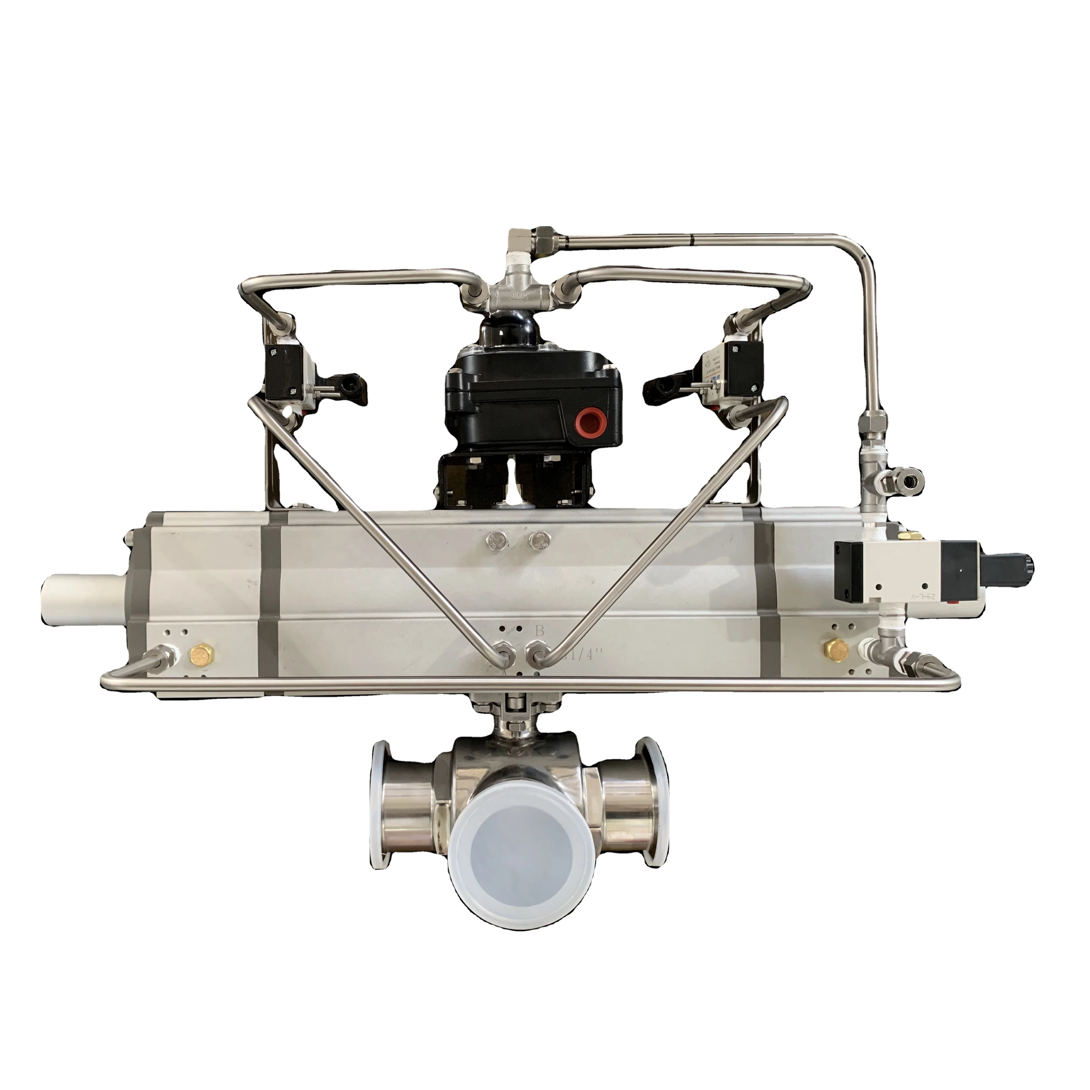 Spot goods operated with actuator pneumatic sanitary tri-clamp ball valve