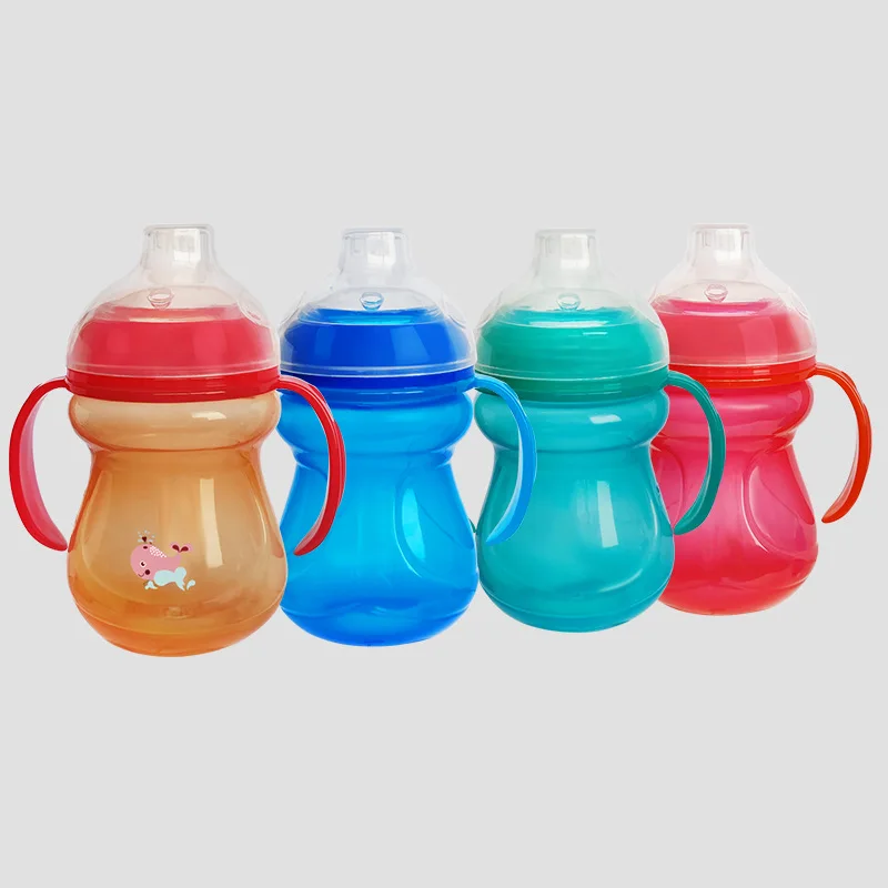270 мл супер Широкое Горлышко Pp детские стакан с соской герметичность дроссель силиконовой герметичной бэби бутылочка для кормления с ручкой
