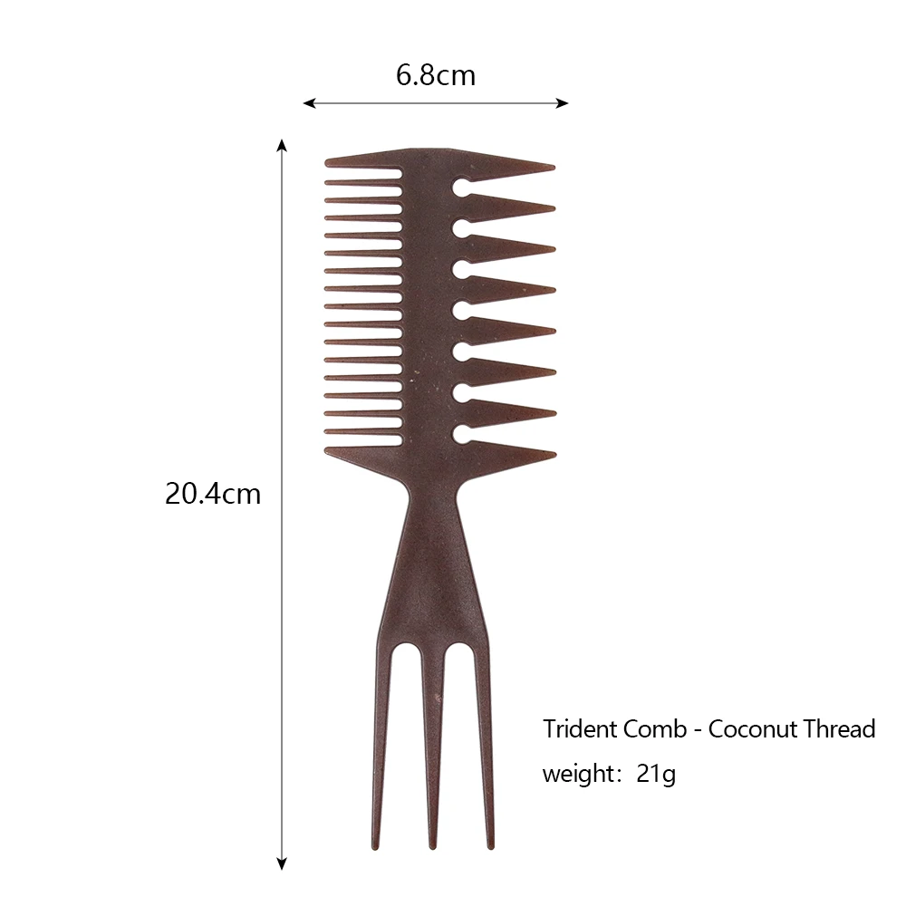 100% Environmental Friendly Material Men Women Hair Dressing Styling Fork Comb Oil Head Coconut Fibre Wide Tooth Comb
