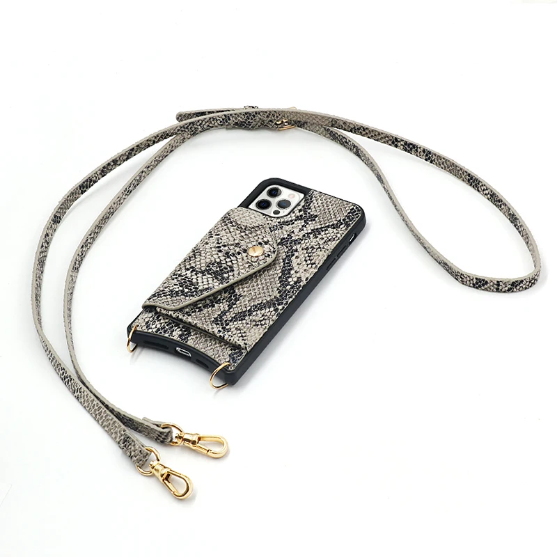 Fashion Straps Python texture High Quality Genuine Leather Material Phone Case Strap