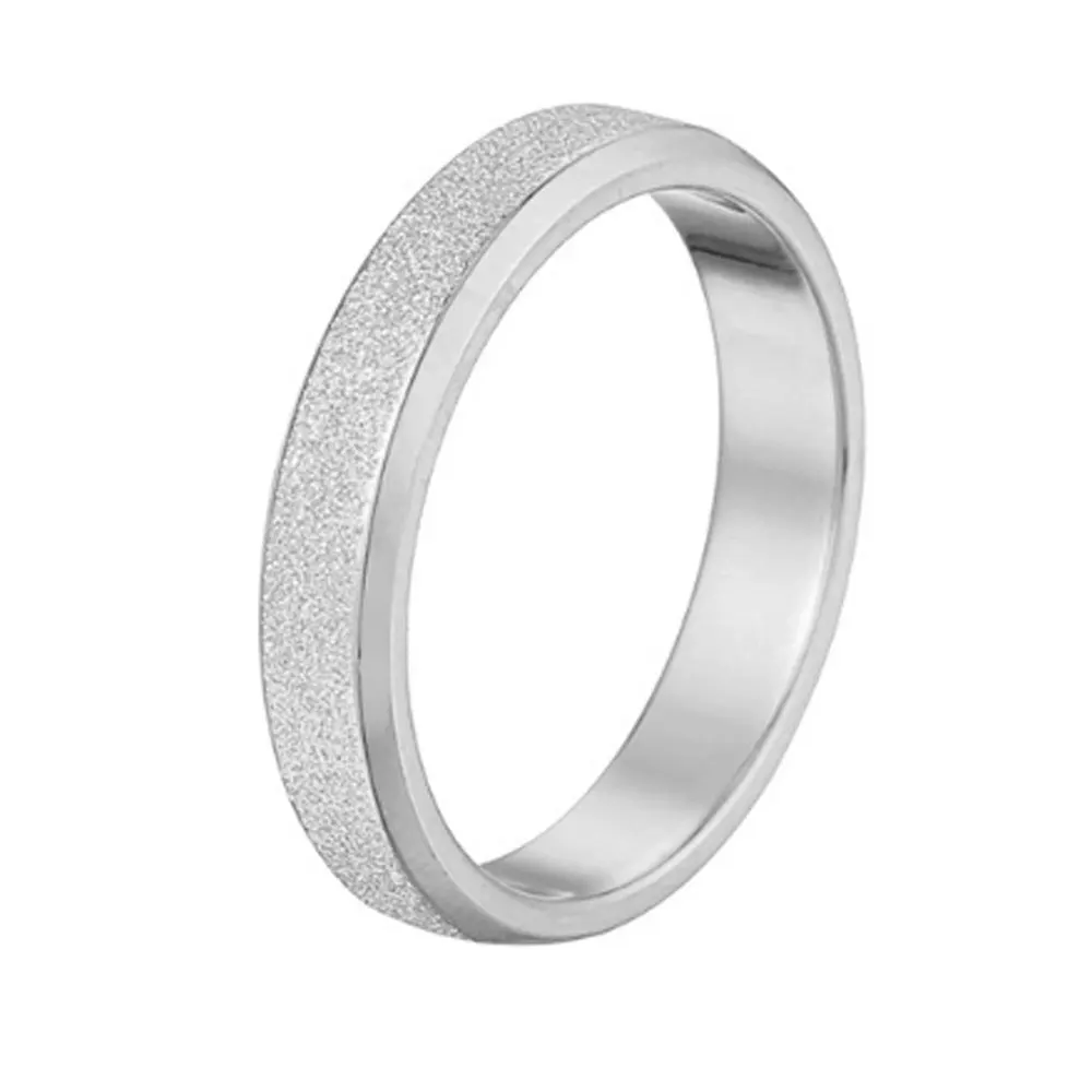 High Quality 4mm Titamuim Stainless Steel Engagement Statement Ring Matte Metal Rose Gold Plated Rings Women
