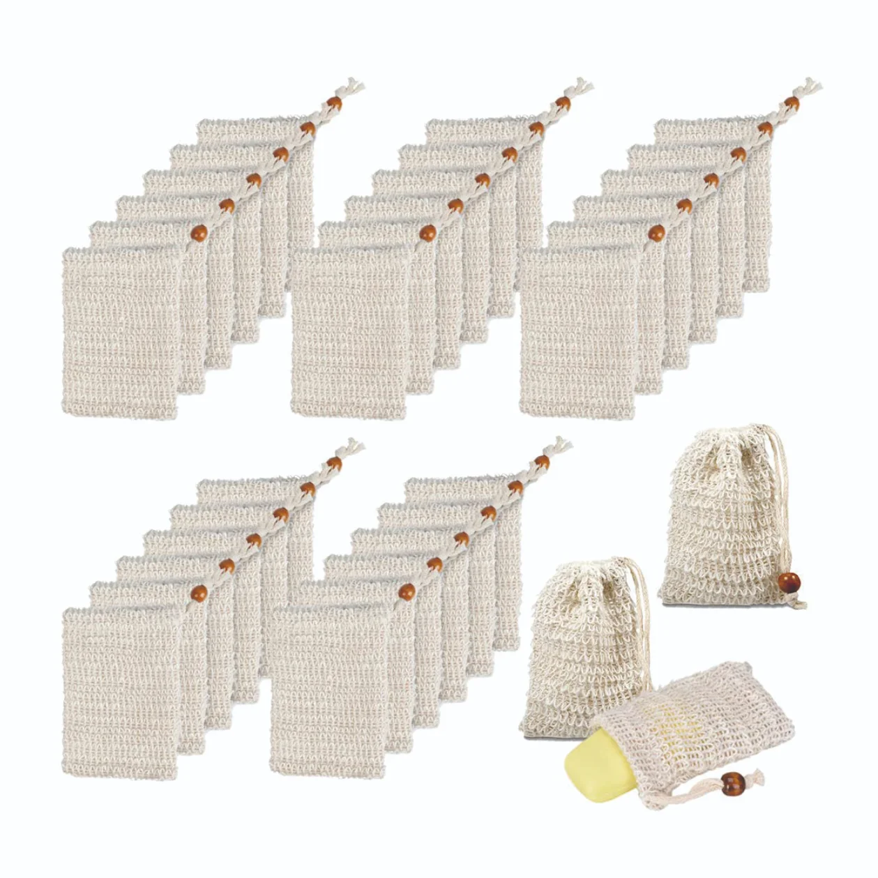 Saver Bag Pouch Mesh Net Waste Plastic-free Exfoliating Foaming and Drying Soap Holder for Showe