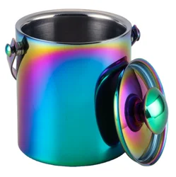 1.3L,2L,3L matt polished metal stainless steel ice bucket with handle and cover in electroplating