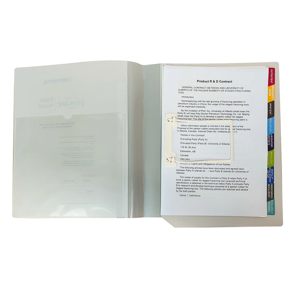 
Plastic medical clip file album office stationery customized plastic pp file folder for Medical hospital With U Clip Fastener 