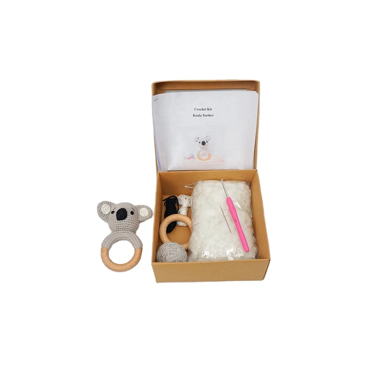 DIY Bear Pattern Cotton Crochet Kit Animal  Hand Knitting Yarn Crochet for Kids