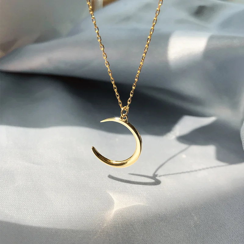 Carline topsale Love letter OEM Gold Plated Jewelry Wholesale Women 925 Silver Minimalist Moon Star Zircon Necklace
