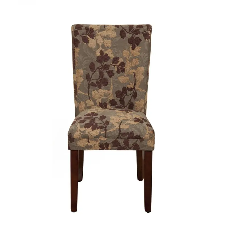  Modern Wooden Table And Upholstered Linen Fabric Tufted Back Dining Chair