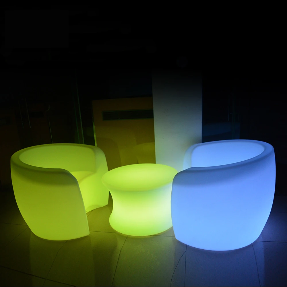 LED Outdoor Waterproof Glow Patio Furniture Sofa Chair Night Club Illuminated Led Sofa Hire Plastic Dining Light up LED Bar