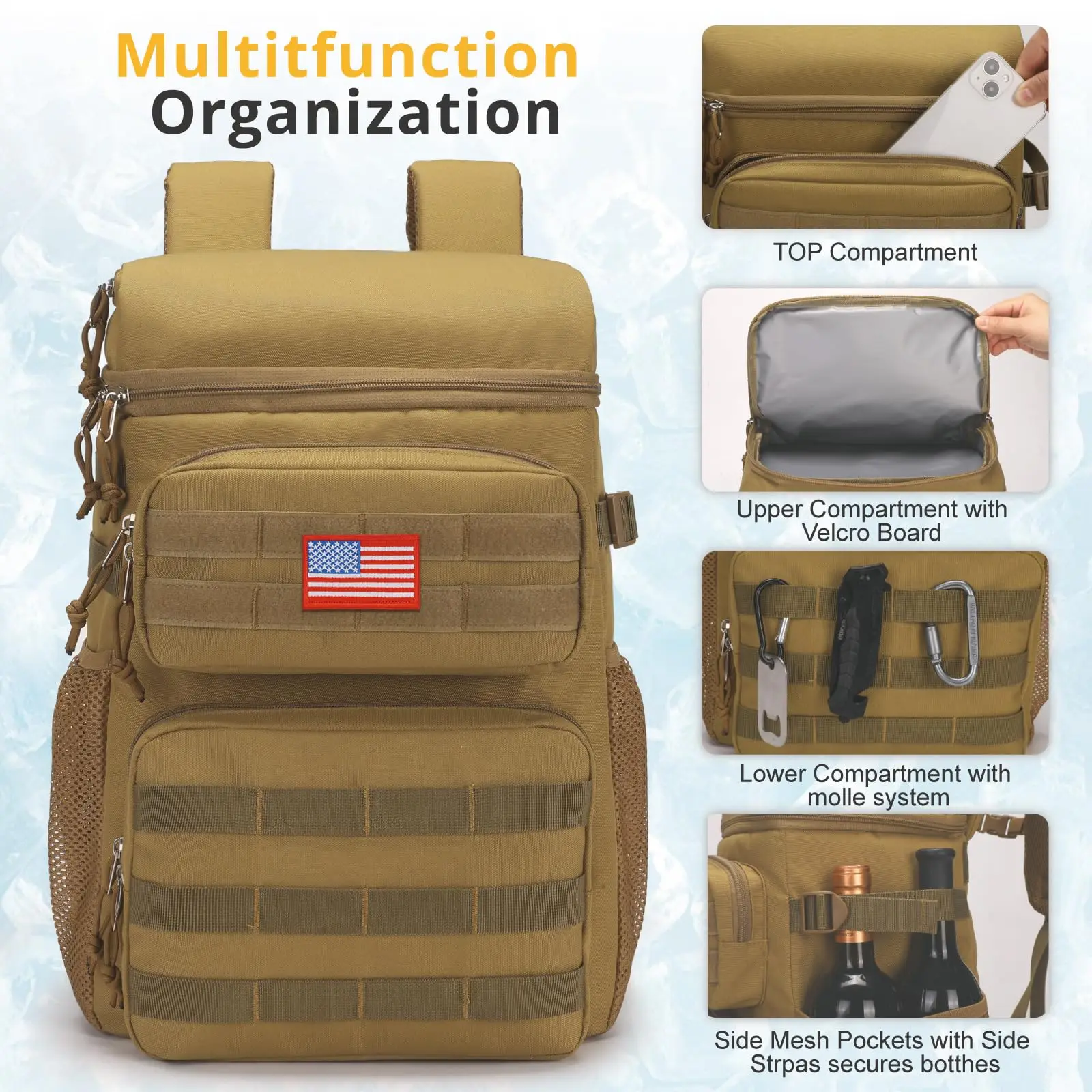 Portable Insulated Bag For Food Waterproof Outdoor Climbing Backpack Tactical Travel Insulated Cooler Backpack