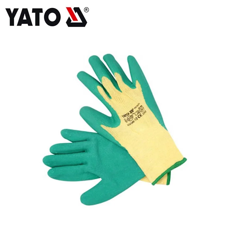 YATO YT-7471 Latex Safety Work Guante Coated Cotton PE Gloves China Anti Cutting Wear-Resisting Elastic Guantes