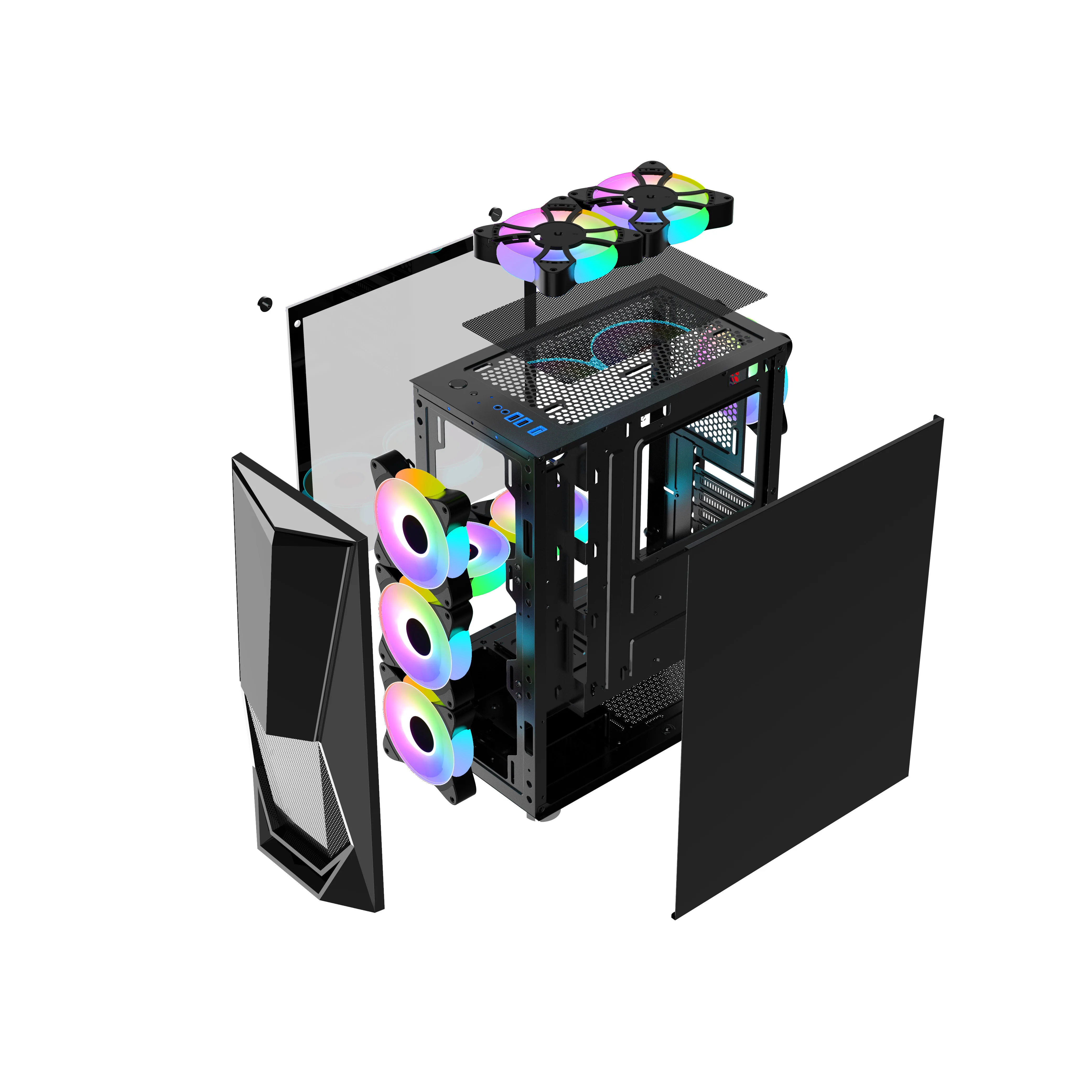 buy gaming pc atx pc oem all in one custom with lcd temperature display dustproof  plexiglass RGB computer Case