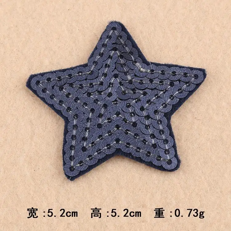 Custom patches no minimum cheap Low MOQ Clothes DIY Accessory small iron on glitter red black sequin star patches for clothing