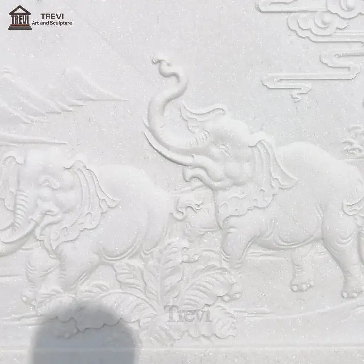 Exterior Wall Decoration Art Garden Stone Nude Woman White Marble Relief for Sale