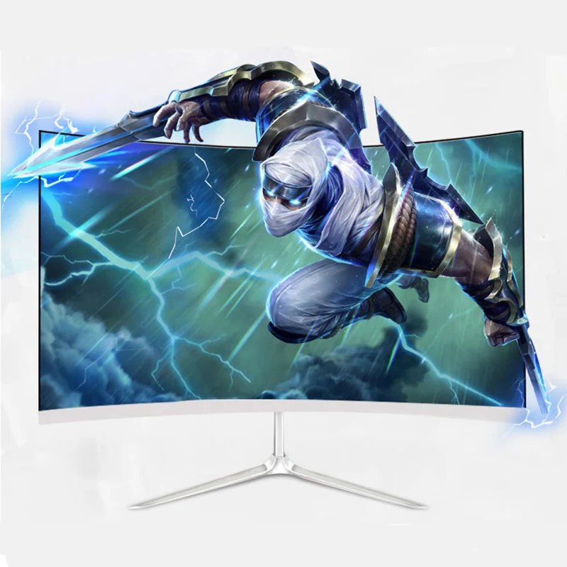 White color 24 inch 1080p curved design 75hz gaming monitor with High-definition multimedia interface