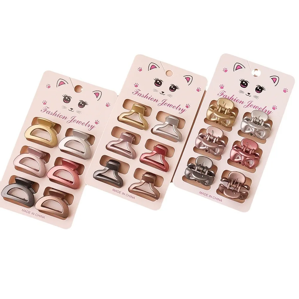Wholesale 6pcs/set candy colored small hairs clip plastic mini hair claws various shapes children claw clips