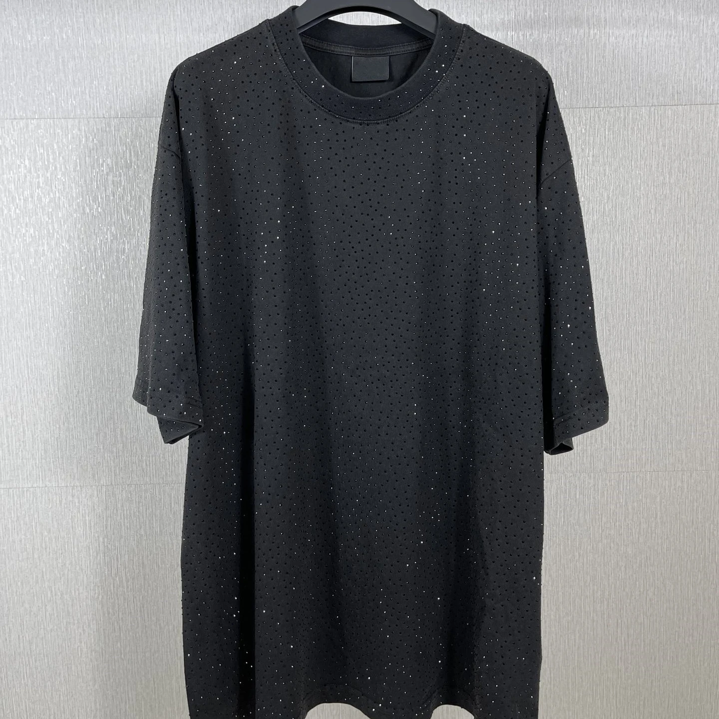 High version of the full star ironing diamond washed old short-sleeved fixed woven and dyed OS short-sleeved T-shirt