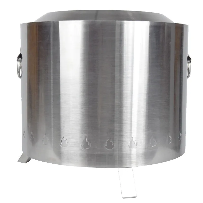 Metal Fire Pit Designs: Round Stainless Steel Outdoor Charcoal BBQ Grill and Chiminea Fire Pit