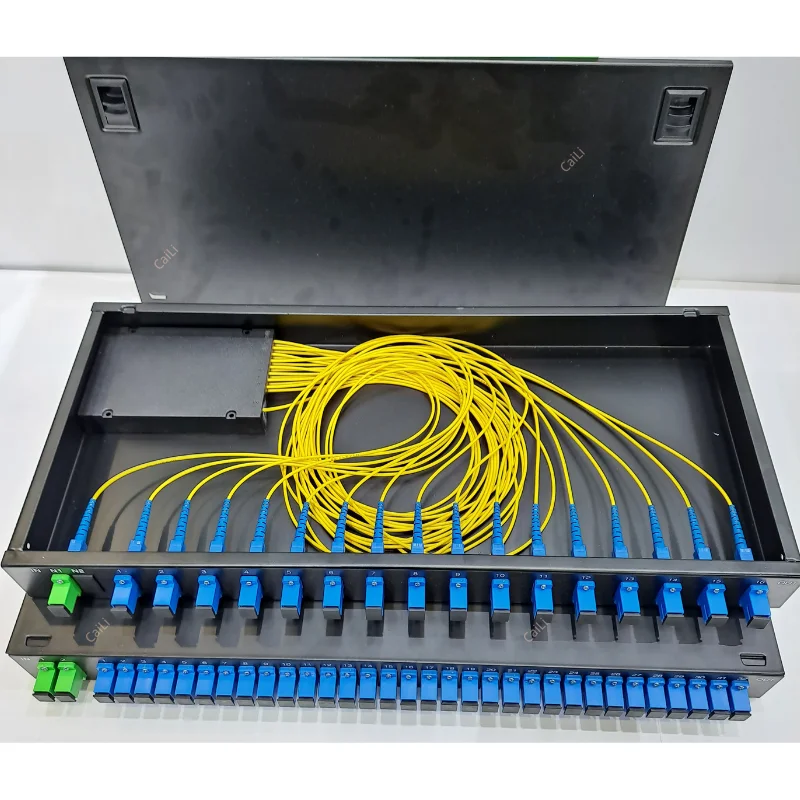 1*16 1*24 1*32 PLC Cassette Terminal Box SC Rack Mount Splitter For 19 inch Distribution Frame Fiber Optical PLC ODF Singlemode
