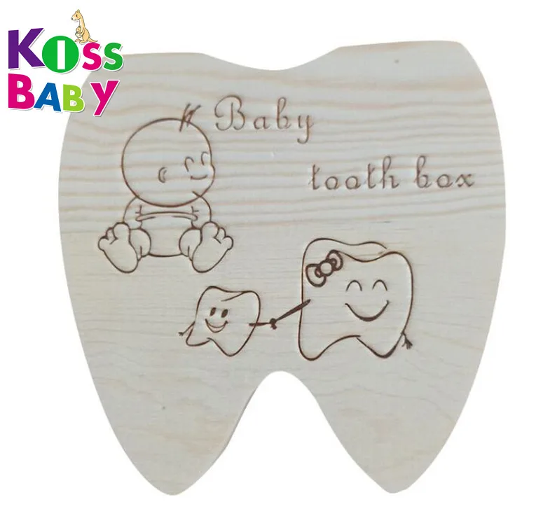 Baby Tooth Box Poland/English/Dutch/Russian/French /Italian Wooden Milk Teeth Organizer Storage Boys Girls Baby Souvenirs Gift