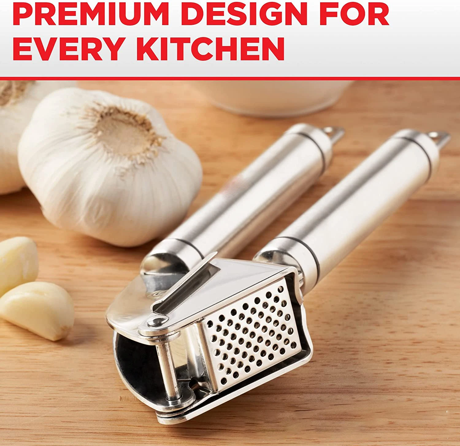 High Quality Kitchen Gadget Stainless Steel Durable Garlic Mincer Chopper Garlic Press Crusher for Cooking