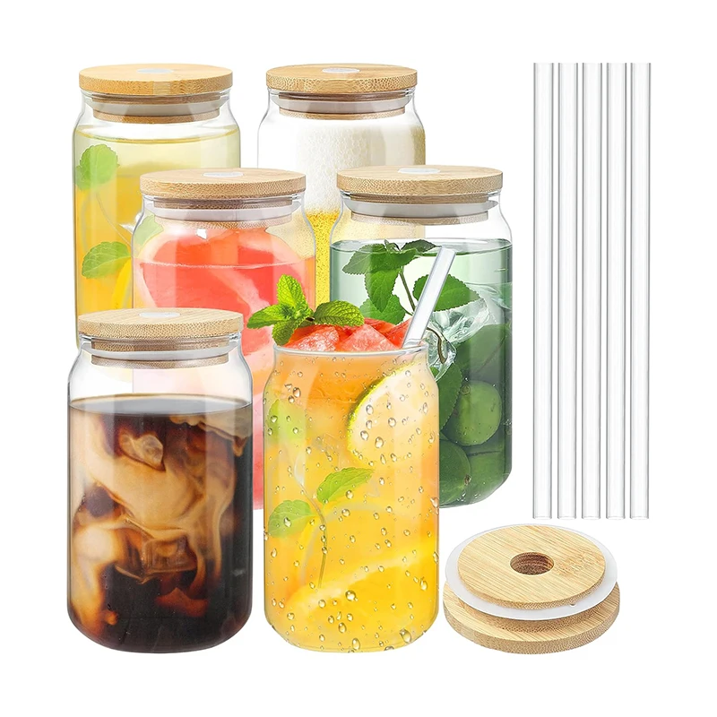 Custom 16 Oz Plastic Libbey Cups Juice Drink Clear Beer Can Drink Libby Glasses With Bamboo Lid