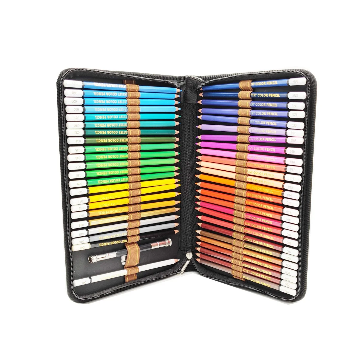 New Arrival Zipper Bag 53 Pieces Art Drawing Set Oil Based 48 Colouring Pencils With Color Numbers For Kids and Adults