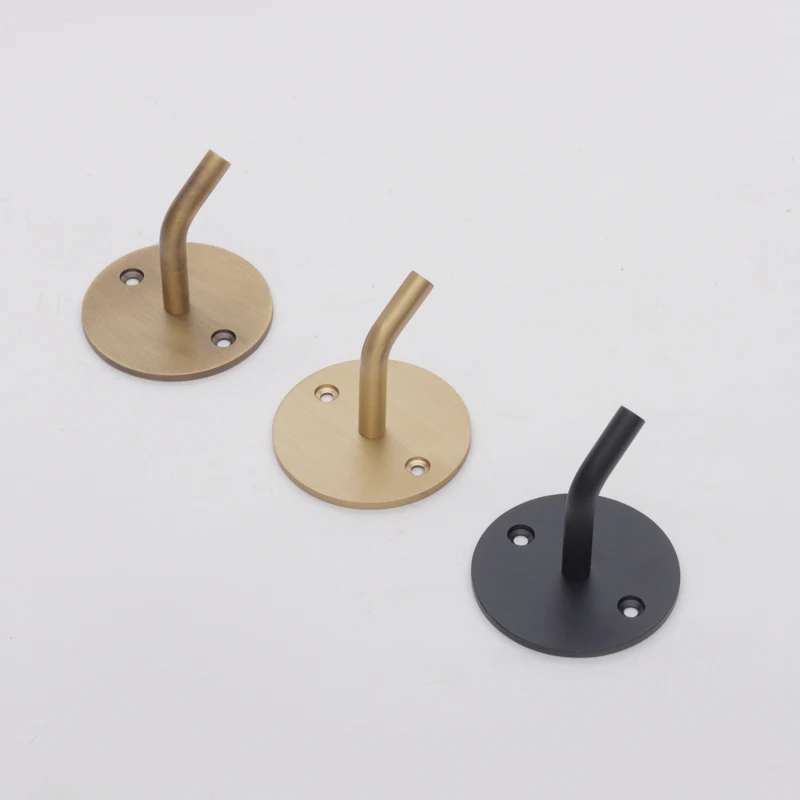 Brass Hanging Bedroom Creative Door Coat Hat Hook Bathroom Brushed Golden Free Punch Paste Hooks