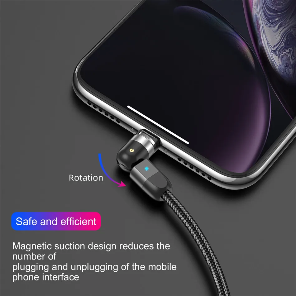 New Trend 540 Degree Free Rotation Magnetic Charging Cable 3 In 1 Mobile Phone Charger Micro Usb Charging Cable Magnet Usb Cable