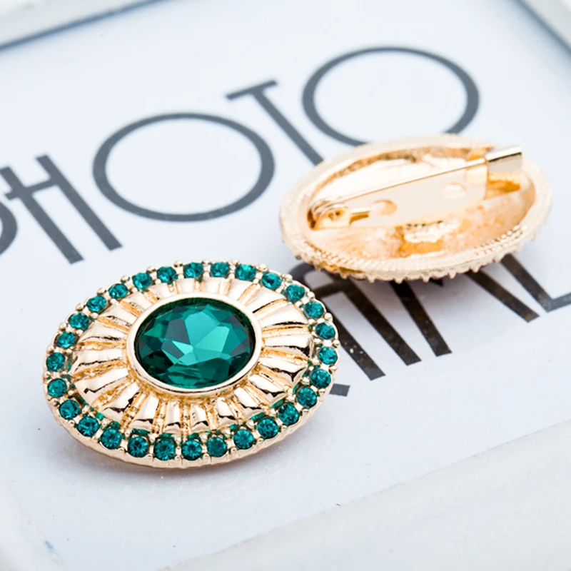 Hot sale products hijab scarf buckles Newest Beauty Jewelry Women Luxury Zircon Oval Shapes Corsage Plating Pins Brooch